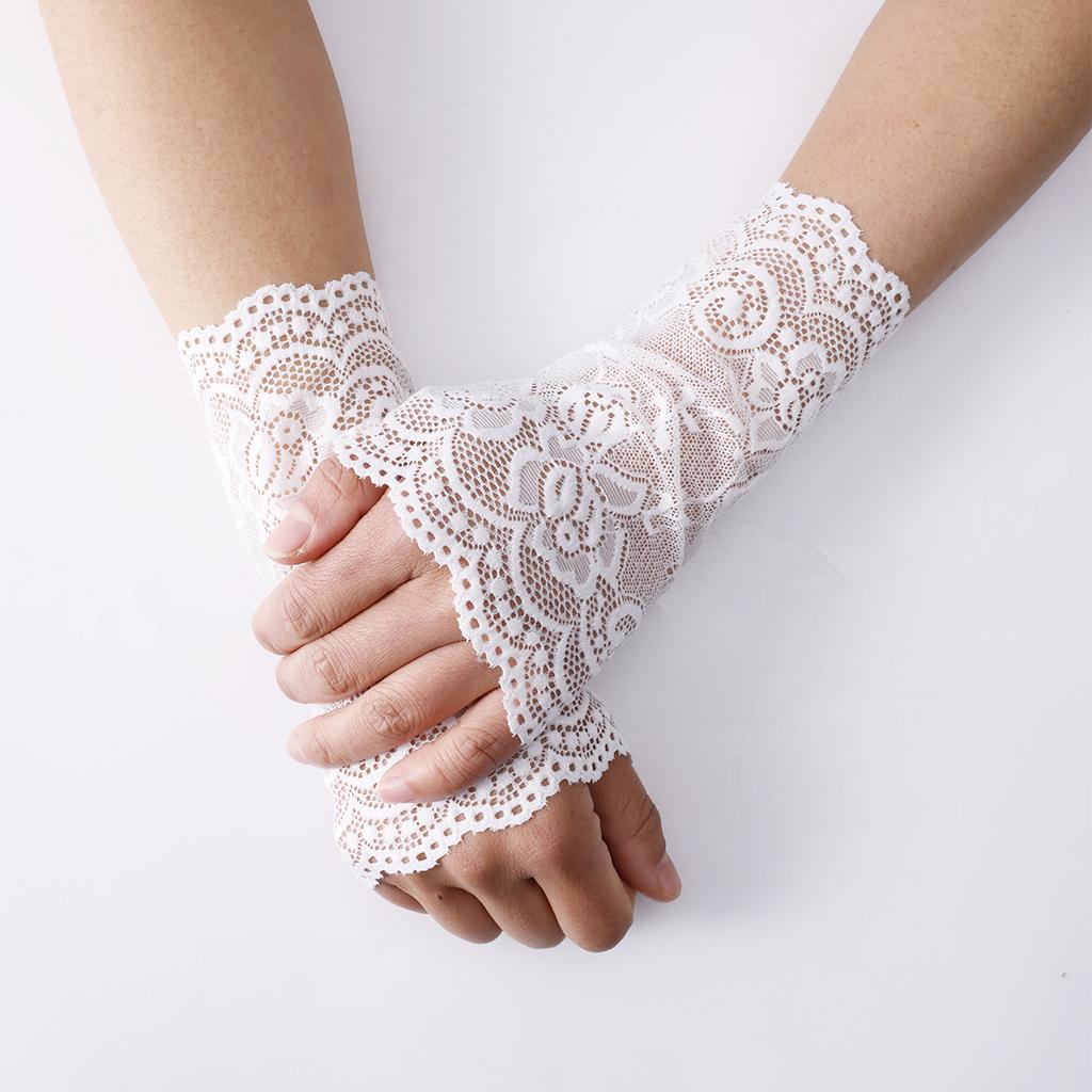 Women Short Lace Hollow-Out Fingerless Gloves Sun Protection Sleeves Mesh Thin Cycling Sexy Mittens Half Finger Handschoenen