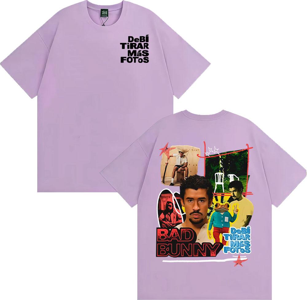 Rapper Bad Bunny Debi Tirar Mas Fotos DTMF Album Tshirts Men Women Fashion Retro Short Sleeve T Shirt 100 Cotton Loose Tshirt