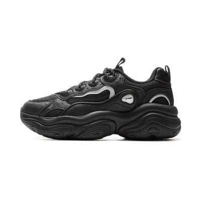 Li Ning Miere Versatil Retro Talpă Groasă Modă Pantofi de Tată Adidași Femei Negru AGCV276-2
