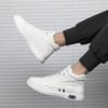 100% Genuine Leather Shoes Men High Top Fashion Flat Brand Black White Casual Shoes Cool Street Style Young Male Footwear Plus Size 48
