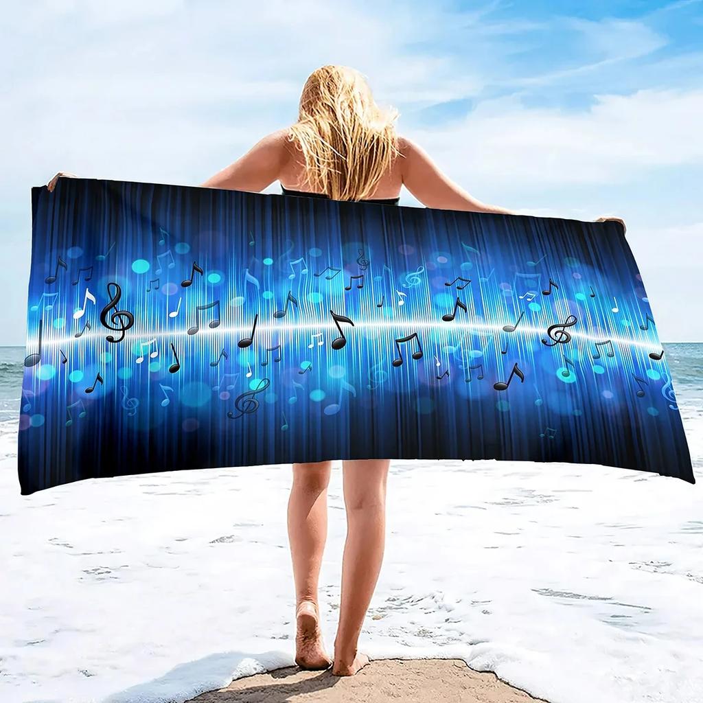 Musical Note Beach Towel Quick Dry Microfiber Absorbent Bath Towel Outdoor Travel Sport Oversized Beach Towels for Adults Kids