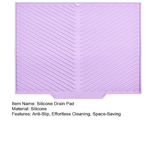 Tapis de séchage en silicone pour vaisselle avec drainage rainuré Résistant à la chaleur Protection de plan de travail pour cuisine Tapis antidérapant pour évier Réfrigérateur Tiroir