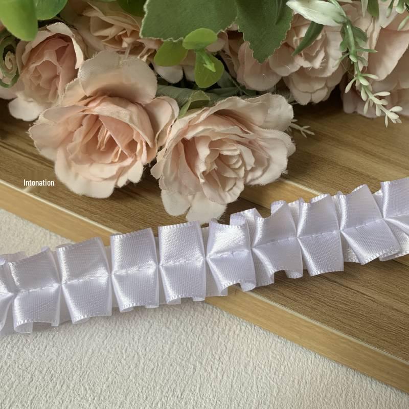 2.5cm Colorful Polyester Pleated Lace I-beam Badge Holder & DIY Card Holder Accessory