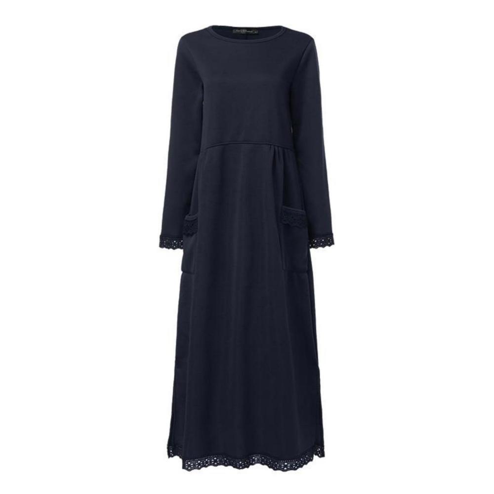 LYRIA New Autumn and Winter Loose Long Skirt Plus Velvet Sweatshirt Casual Dress Women Fashion Solid O Neck Long Sleeve Holiday Dress 5XL