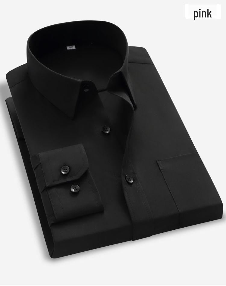 Men's Blue Long-Sleeve Business Shirt - Spring/Autumn Professional Workwear with Pocket Style