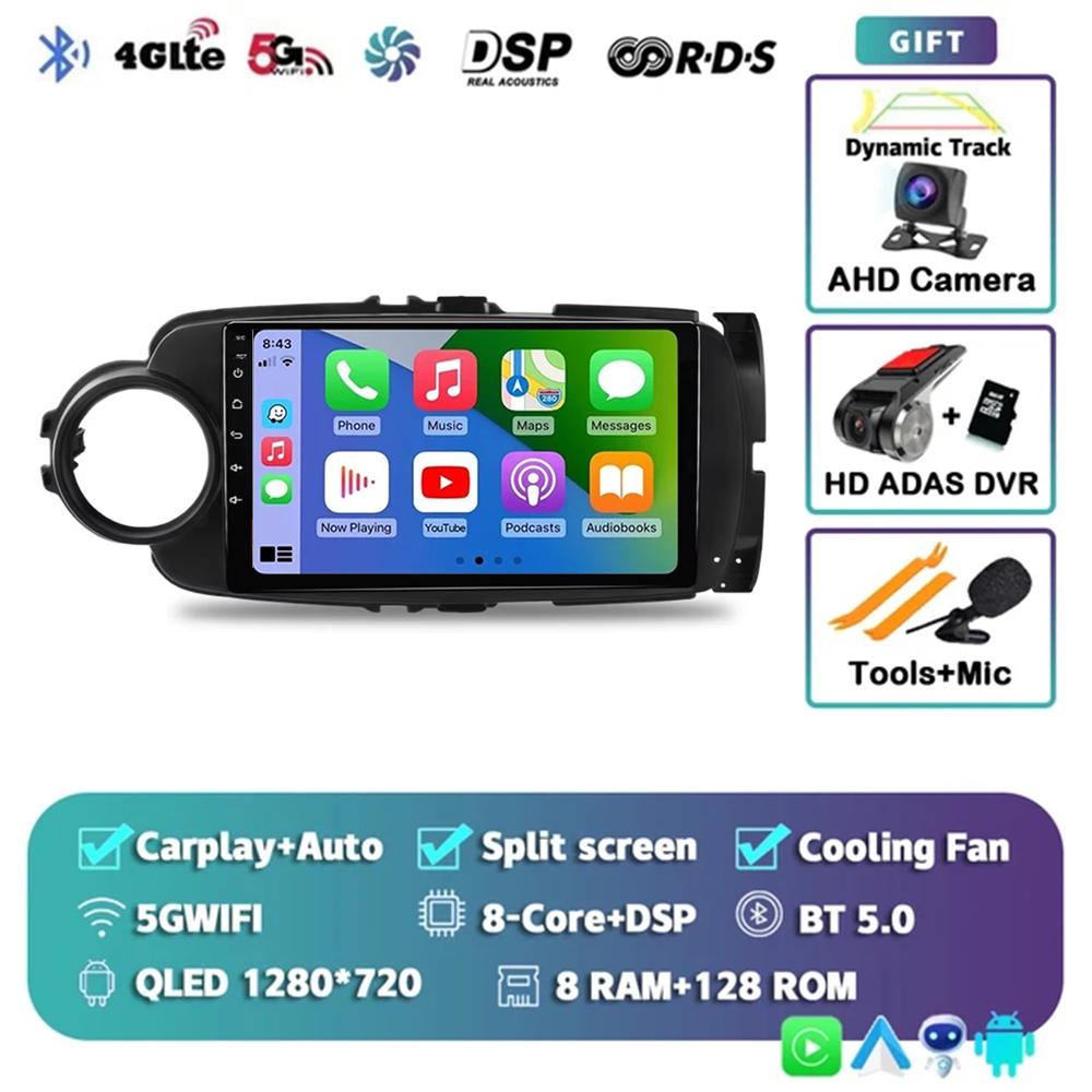 Android 14 Carplay Car Radio For Toyota Yaris 2012 2013 2014 2015 2016 2017 Navigation GPS Multimedia Player Stereo Wifi BT Auto