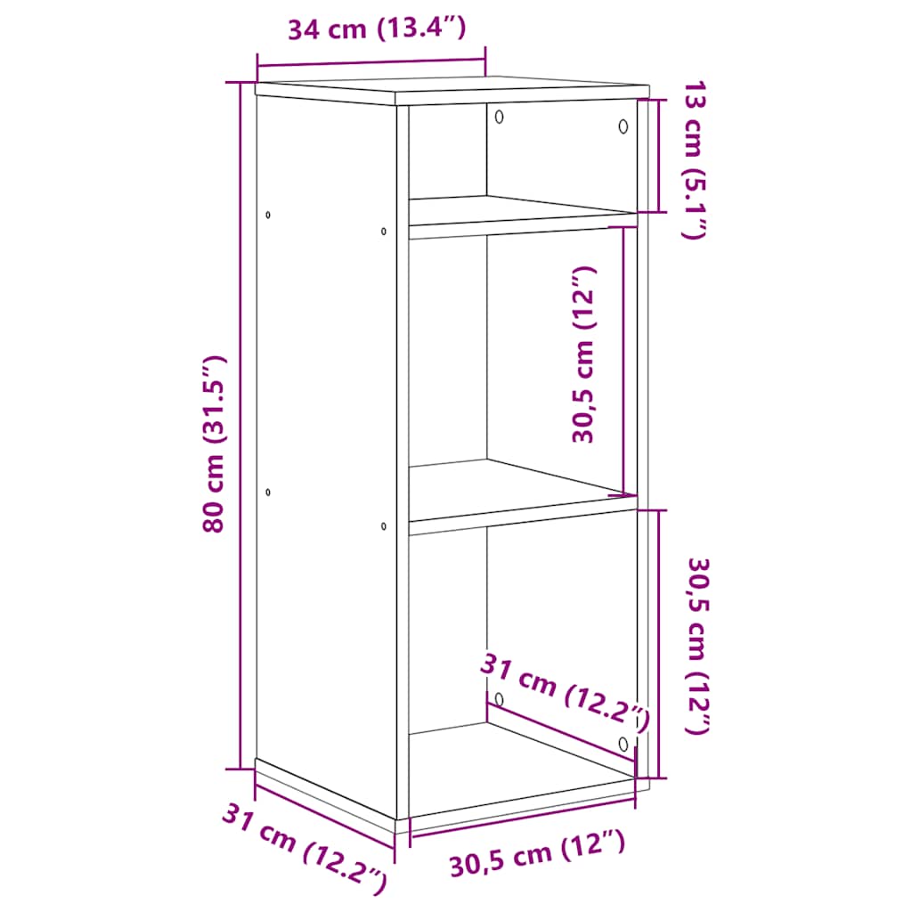 White Bookshelf 34 x 31 x 80 cm Particleboard