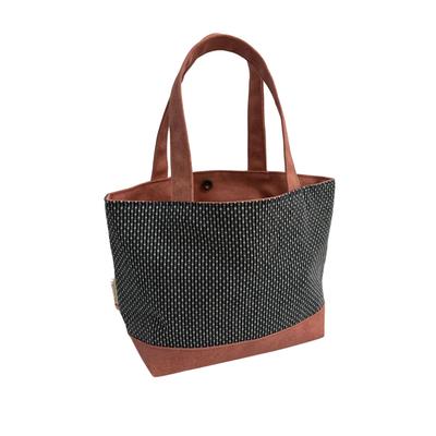 [momoten] Mini Tote Bag, Lunch Bag, Office Bag, Shopping Bag, Canvas Tote Bag, Black Sashiko Fabric