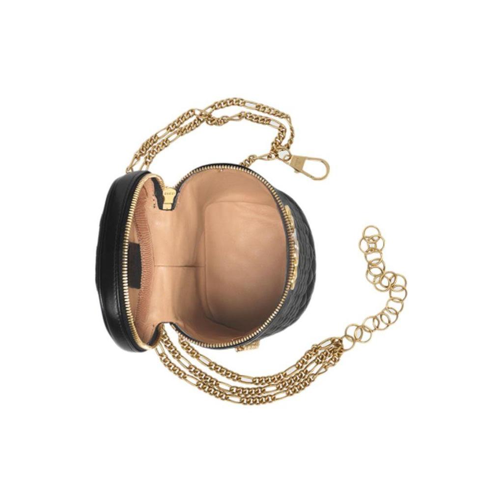 Gucci Quilted Leather Vanity Case Bag Black Gold Hardware Chain Crossbody Handbag for Women Daily Commute 572298-0YKNX-1000