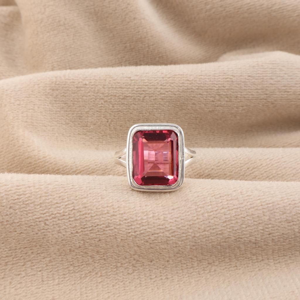 Pink Tourmaline Gemstone 925 Sterling Silver Handcrafted Jewelry Stylish Ring Gift  For Wife RR-79-15