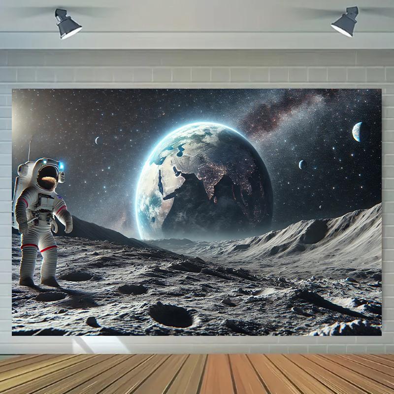 Earth and Moon Perspective Background, Photography Studio, Living Room, Outdoor Festival-themed Background Cloth