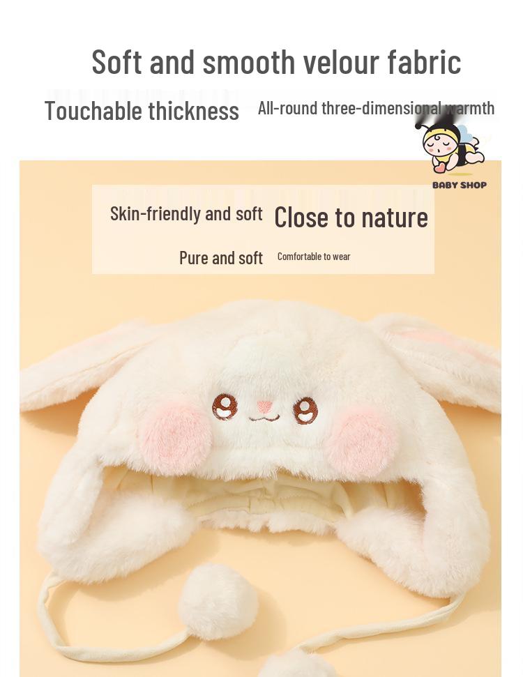 Warm, Plush, Cute Ear Protection Hat for Baby Girls - Autumn/Winter Windproof Travel Turban