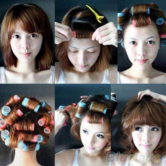 6 Pcs Random Color Same Size Hot Grip Cling Hair Styling Roller Curler Tool