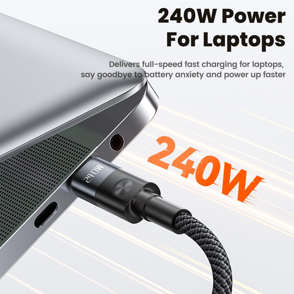 Toocki 240W USB C to Type C Cable PPS PD240W Ultra Fast Charging USB C Cable for Xiaomi MacBook Samsung Laptop Braided Data Cord
