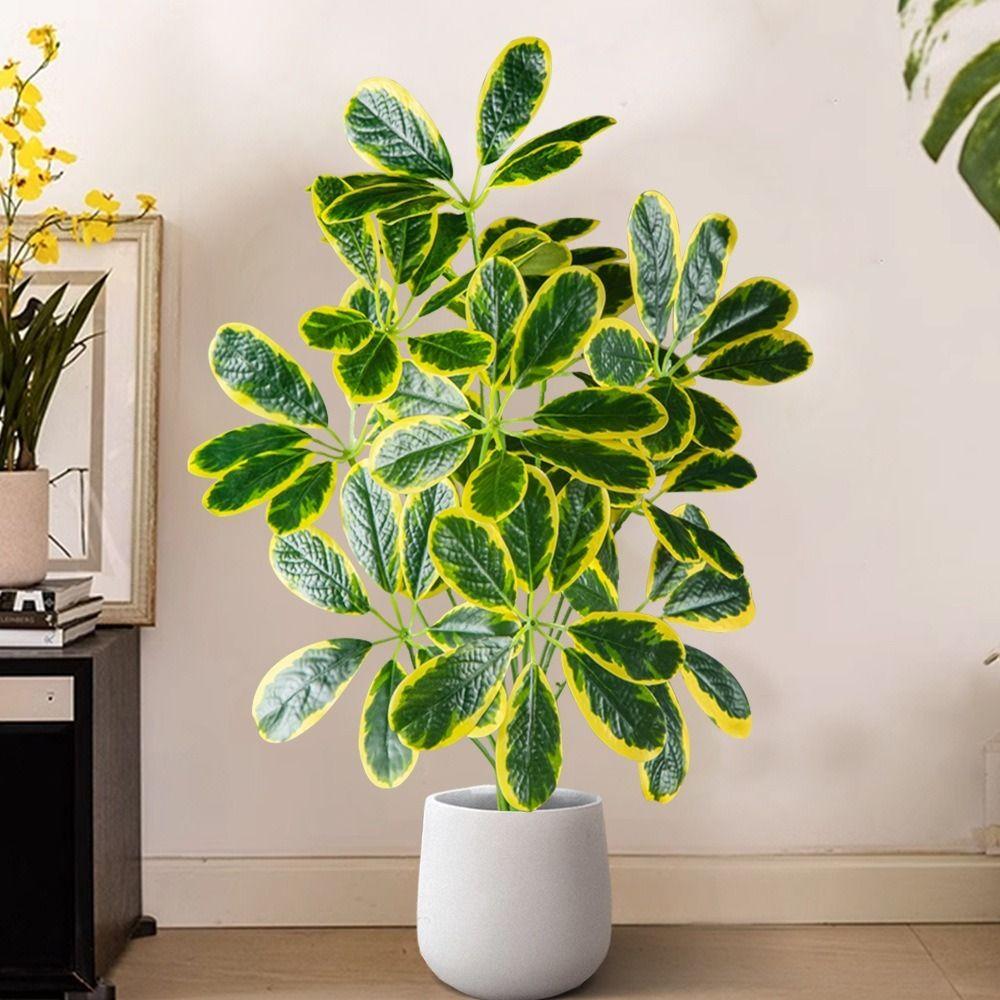 Plastic Material Fake Palm Plants Large Size Plastic Shrub Leaves For Outdoor Decor
