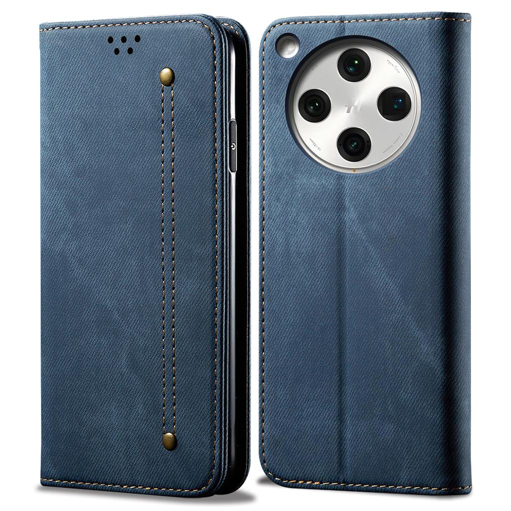 For Oppo Find X8 5G Case Jeans Cloth Texture Anti-Scratch Leather Stand Phone Cover
