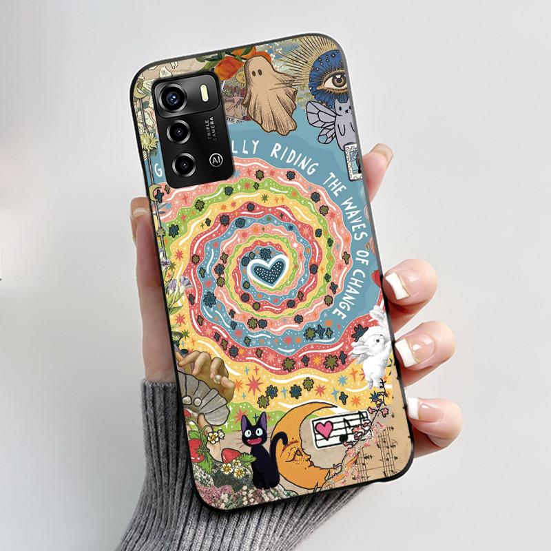 Pouzdro Pro ZTE Blade A72 4G V40 Vita Kryt na telefon Plášť Estetické Roztomilá Kočka Astronaut Móda Matně Černé Ochranné Měkké TPU Kryt