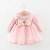 Baby Girls Dress Lolita Bow Patchwork Princess Dress Autumn Children's Dress