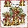6pcs Golden Bell Pendant Christmas Tree Bowknot Angel Stage Set Bell Pendant Hanging Decorations On Home Garden Doors Christmas