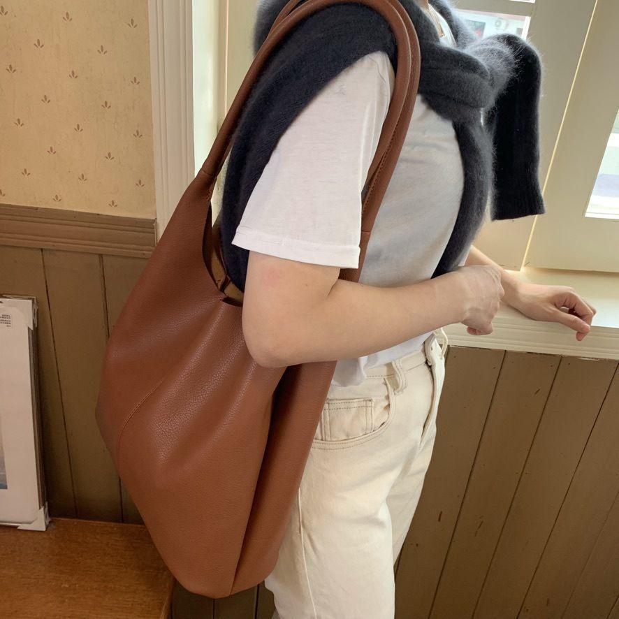New Women's Bag Large Capacity Tote Bag Minimalist Green High-end One-shoulder Bag Women's High-end Texture Commuter Bag