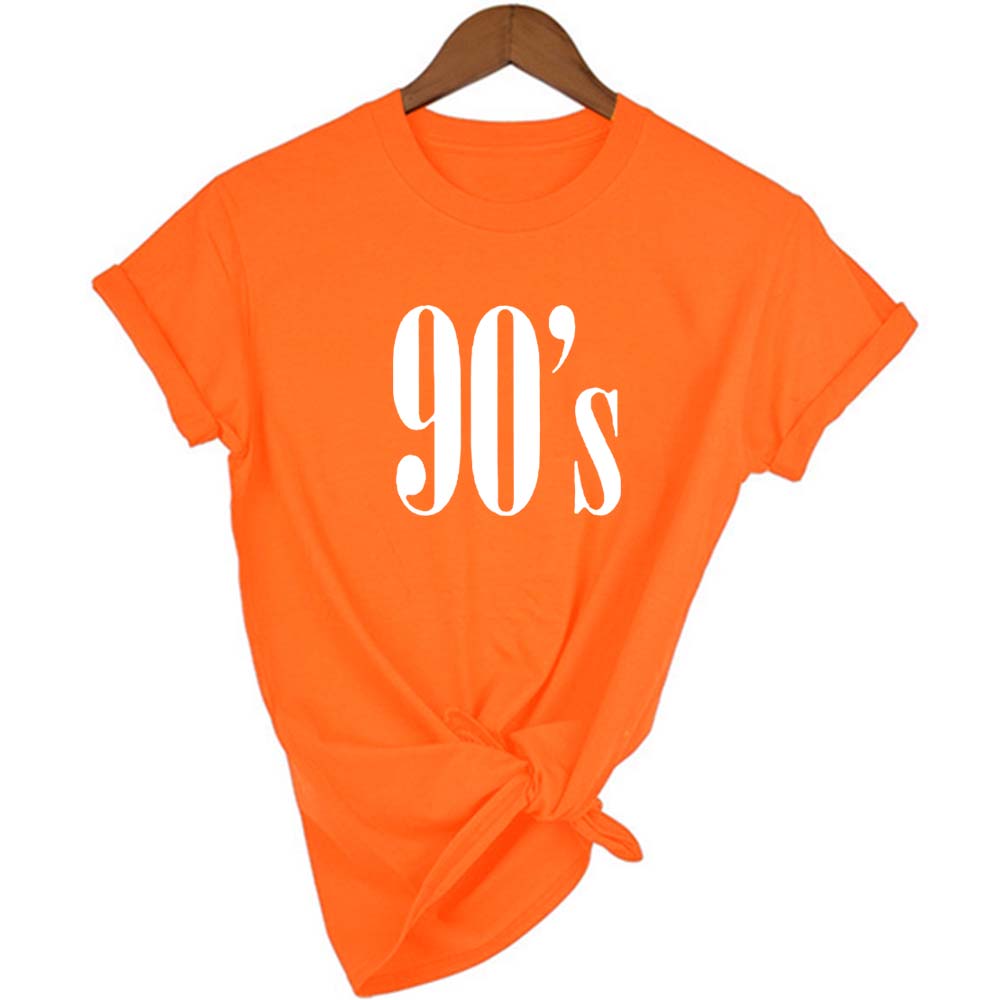 90 S Letter Printed Women Tshirt Casual T Shirt Short Print Regular O Neck Tops Shirts