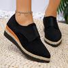 Fashion Women's Slope Heel Single Shoes Autumn New Pointed Head Suede Deep Mouth Thick Sole Anti-slip Wear-resistant Low-top Shoes