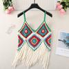 Summer Women's Camisole Ethnic Style Halter Pure Handmade Crochet Top Halter Bohemian Tassel Travel Holiday Vest