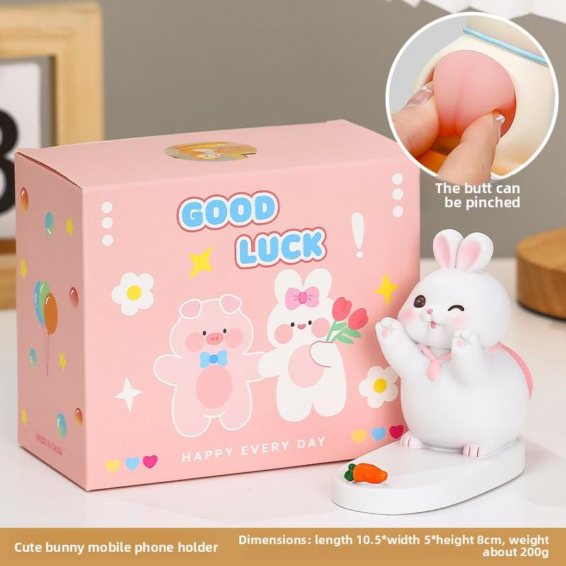 New Model "Pig Butt" Mobile Phone Stand - Desktop Decoration Item, Office Workstation Phone Holder, Girl-themed Stress-relieving Stand