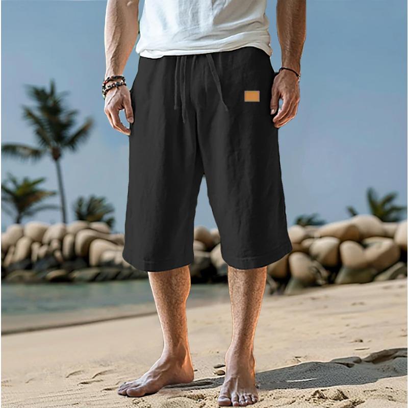 

Summer Leather Shorts Beach Straight Leg Pants Solid Color Comfortable and Breathable Outdoor Men’s Shorts S білий