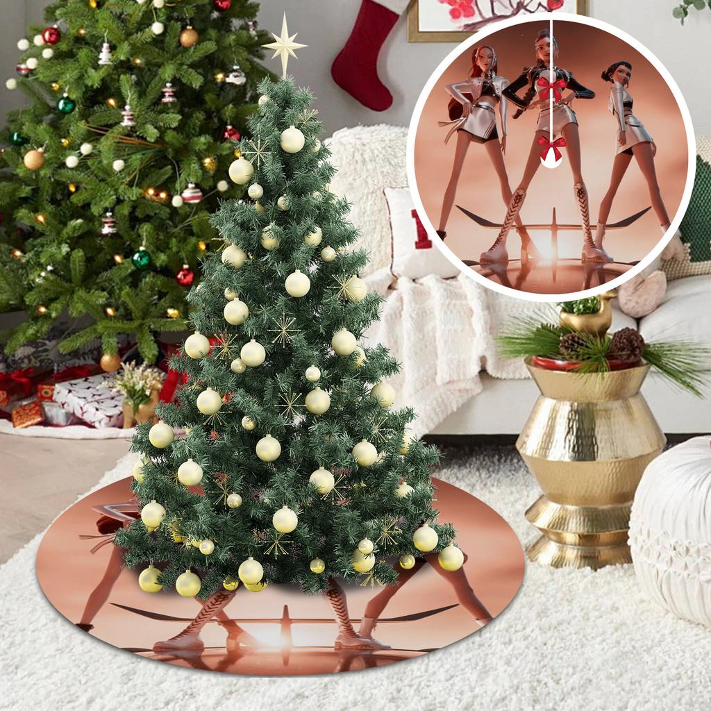 Christmas Tree Skirt Decoration For Home Xmas Tree Decorations Skirt Ornament Festive Holiday Party Decorations Indoor Outdoor 90cm