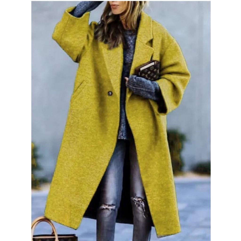 Fall Winter Women's Long Solid Color Wool Coat Casual Warm Thickened Overcoat Outerwear for Women European American Style