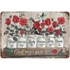 Vintage Rose Metal Wall Decor Rustic Tin Sign Farmhouse Home Bathroom Art Picture