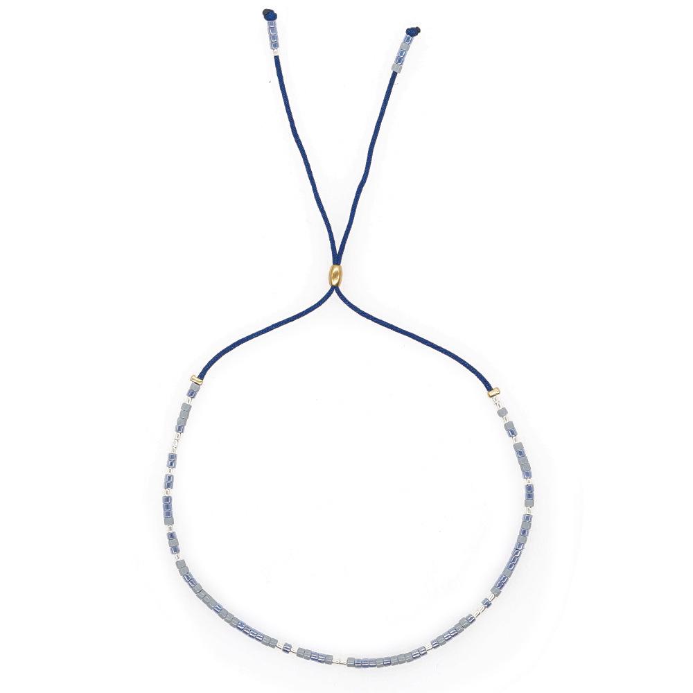 Trendy Deep Blue & Gold Rice Bead Pearl Hand Bracelet: Niche Design Women's Fashion Accessory