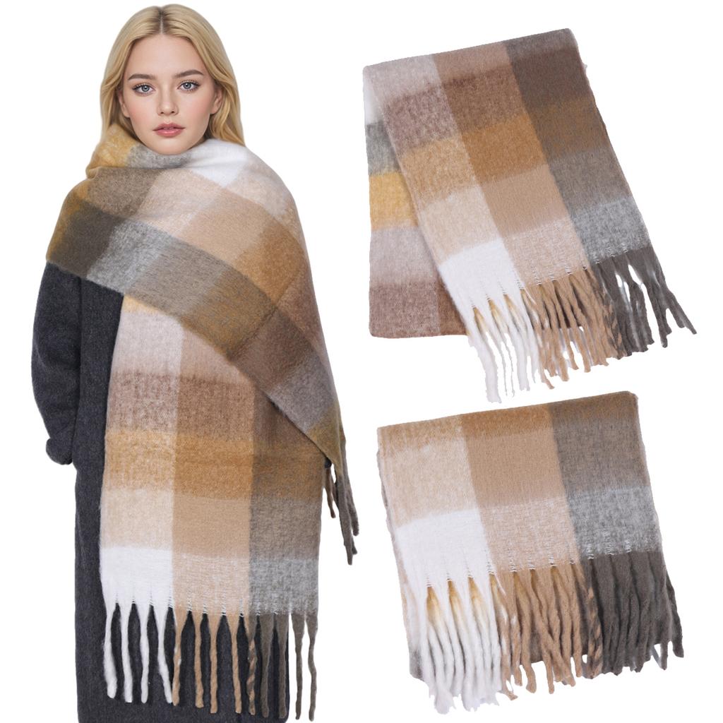 Winter Cashmere Scarf Student Neck Thick Warm Shawl For Women Couple Tassel Bufanda Blanket Pashmina Wraps Long Plaid Poncho