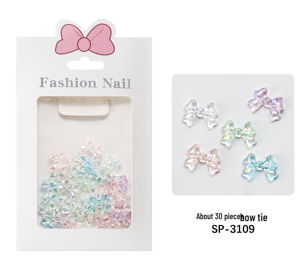 

Icy Aurora Bow Charm Nail Decorations (30pcs)