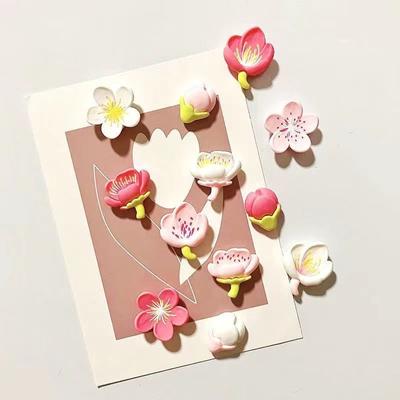 4 Stück Rosa Blume Harz Dekorativer Kühlschrankmagnet Magnete Kreativ Whiteboard Cartoon Magnetische Aufkleber