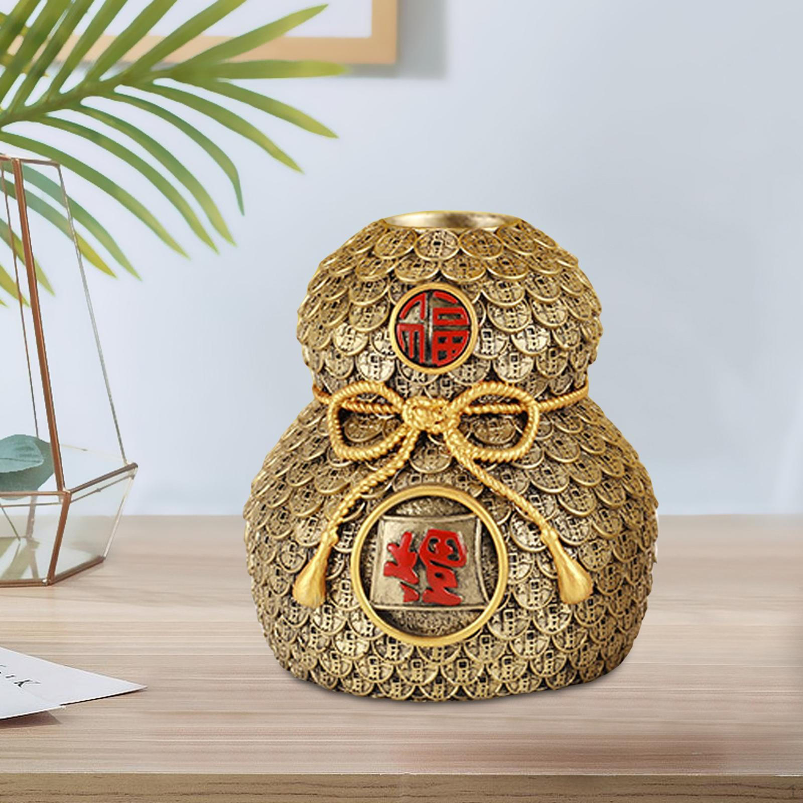 

Chinese Style Flower Vase Shape Figurines Table Centerpieces Piggy Bank Decor Craft Planter Pot for Bronze 12x12x12.5cm