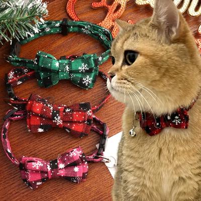 10/1PCS Christmas Snowflake Cat Collar Removable Adjustable Dog Collar Pet Cat Bow Tie Dog Christmas Accessories Pet Supplies