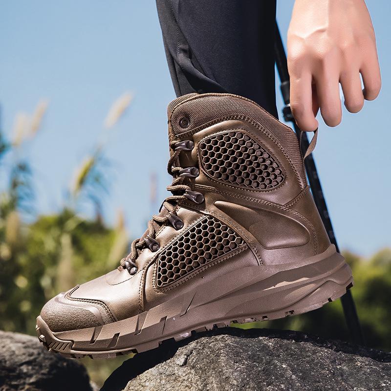 Men's Breathable Tactical Desert Boots - Non-slip, Wear-resistant High-Top Combat Boots for Outdoor Use