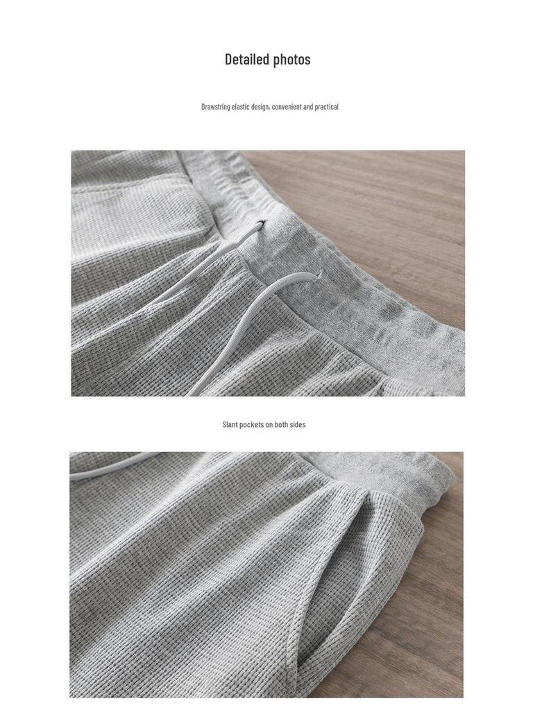 Unisex Waffelstruktur Streifen Lässige Sportshorts - Lockere Passform, Sommerbekleidung