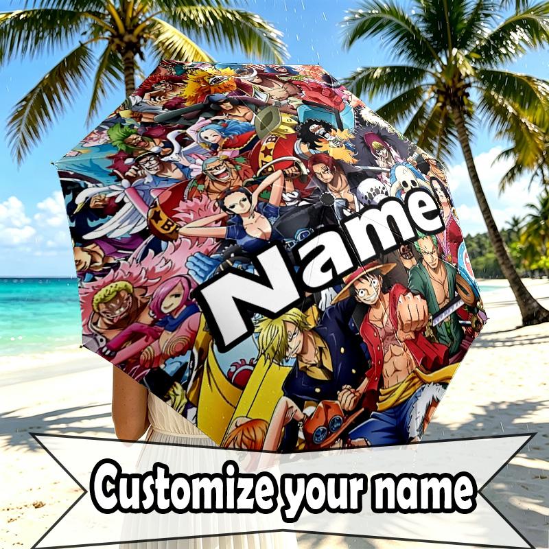 Custom Name Personalized One Piece Print Umbrella, Auto Open Close, 8‑Rib Sturdy Frame, Commute Camping Hiking Use, Birthday Gift