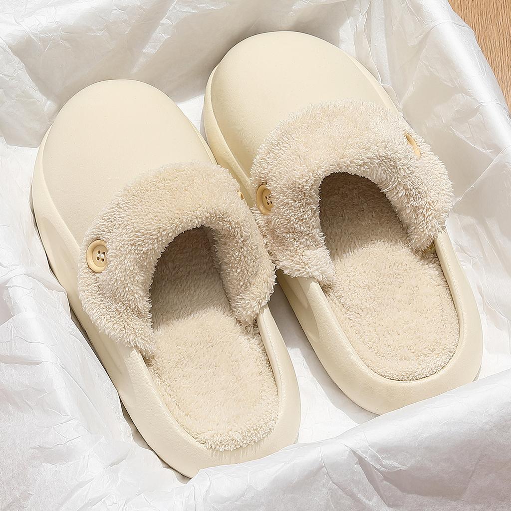 Removable eva waterproof cotton slippers winter wear plush warm home indoor non-slip cotton mop