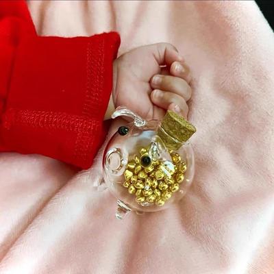 Cute Transparent Piggy Bank Glass Ornaments Golden Bean Storage, Animal Pig Money Saving Box Coin Box To Help Budget And Save