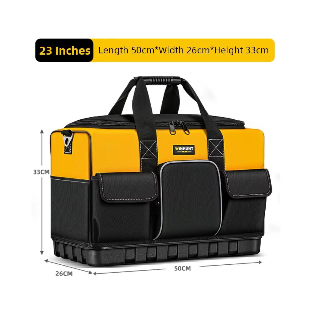 Electrician Tool Bag with Shoulder Strap Hard Bottom Multi-Pocket Large Organizer Multi-Function Tool Storage Tote for Hand Tool
