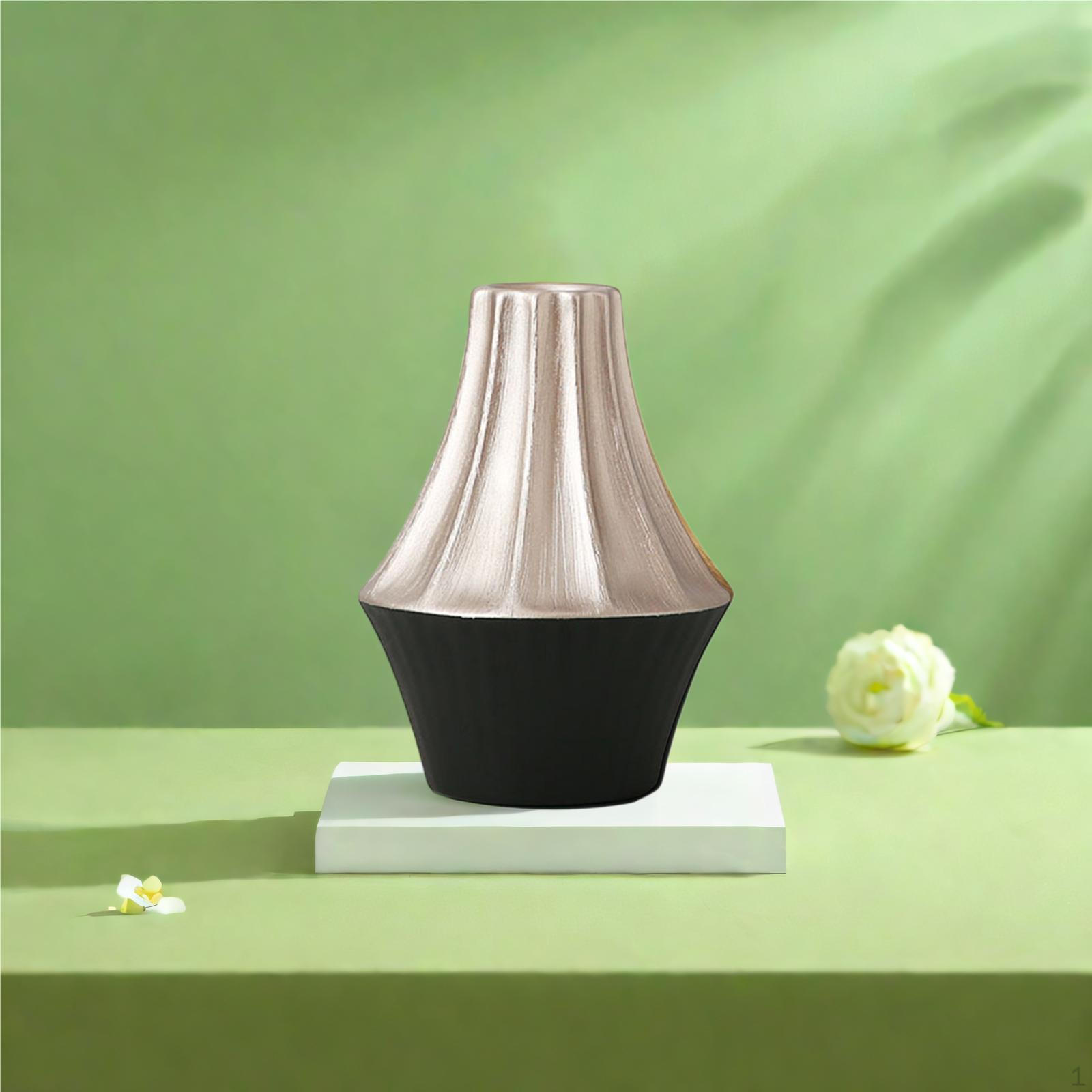 

-Flower Vase Pot 15.5x20.8cm Desktop Ornament Table Decoration Silvery Black