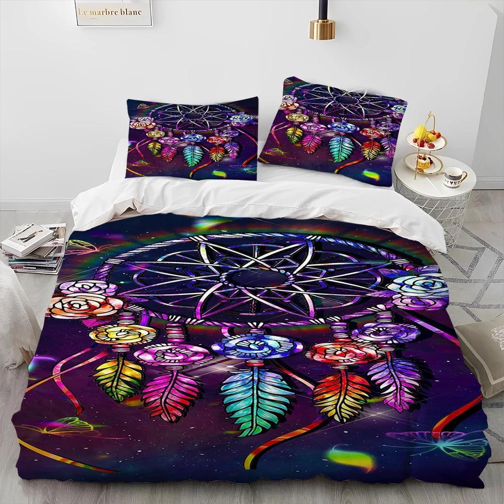 Comforter Fashion Dreamcatcher Feather Owl Comforter Bedding Set Bed Set King Queen Size Bedding Set