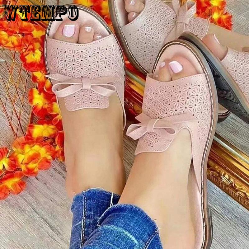 WTEMPO Slippers Women Casual Flat Heel Shoes Summer Woman Slingback Sandals Ladies Flip Flops Daily Walking Woman Slides