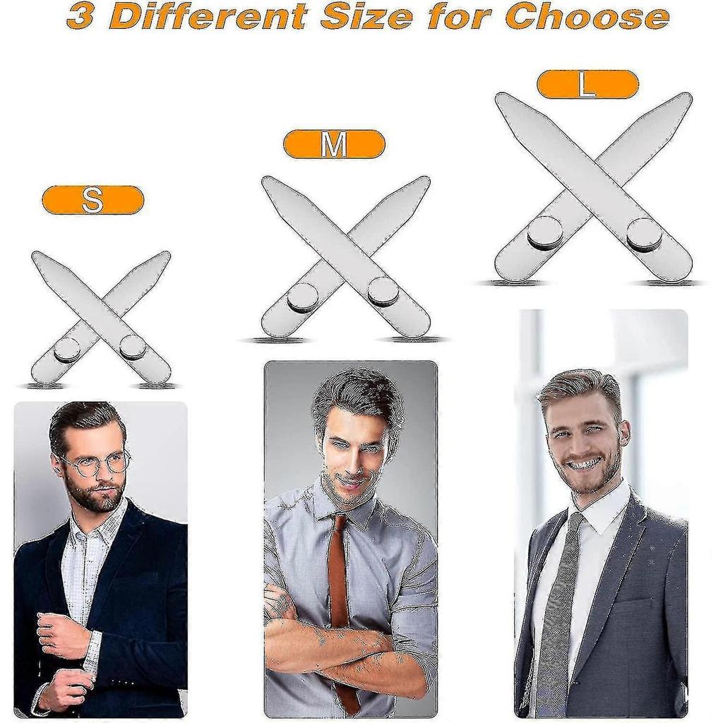 3 Pairs Of Stainless Steel Collar Reinforcement, Collar Stay Shirt Collar