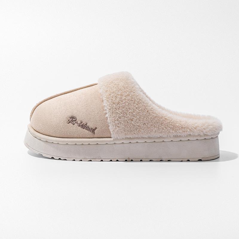 Plush Cotton Slippers Autumn and Winter 2025 New Home Thick Bottom Non-slip Warm Piled Thickened Couple Cotton Mop