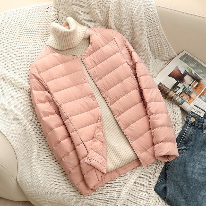 Womens Short Down Jacket V-Neck Long Sleeve Lightweight Warm Winter Coat Plus Size